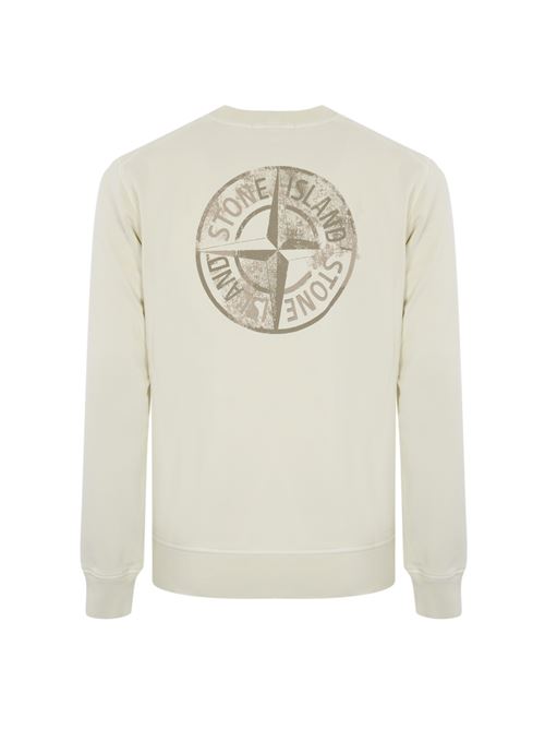 Felpa 6100665 in cotone con stampa logo Ivory STONE ISLAND | 6100665S0083V0093